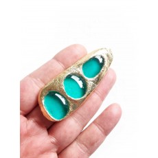 Huge Brutalist Blue Gold Ring