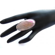 Earthy Pink Agate Ring, Big Long Oval Statement Ring, Large