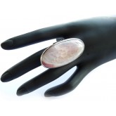 Long Agate Ring, Big Earthy Pink Ring,