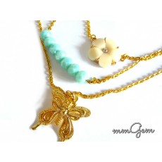 Multilayered Necklace, Boho Necklace, Gold Turquoise Necklace