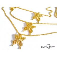 Multilayered Boho Necklace, Butterfly Pendant